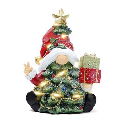 China Bulk Multicolor Gnome Figurine Christmas Resin Gnome Figurine Handmade Polyresin Christmas Tree Gnome Statue Sculpture for sale