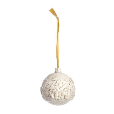 China White Ceramic Hanging Ball Ornament Porcelain Christmas Ball Handmade Ornament for sale