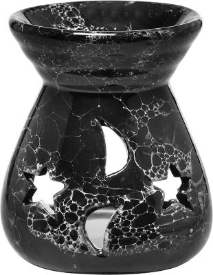 China Decorative Tealight Chinese Black Ceramic Candle Holder Essential Oil Incense Burner Aroma Diffuser for sale