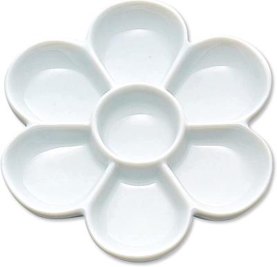 China Nordic Ceramic Paint Palette for Watercolor Porcelain White Dishes for Painting Bulk Ceramic Watercolor Mixing Trays for sale