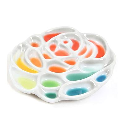 China Nordic Porcelain Watercolor Paint Palette Mixing Tray Rose Designed Porcelain Pallet Paltes for Oil Painting Watercolor for sale