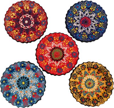 China Turkish Set of 5 Turkish Dishes Small Decorative Ceramic Multicolor Handmade Porcelain Dishes for Home Decor for sale