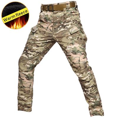 China Factory Wholesale Fleece Softshell Men's Outdoor Warm Rise Pants QUICK DRY Hunting Waterproof Winter Tactical Pants for sale