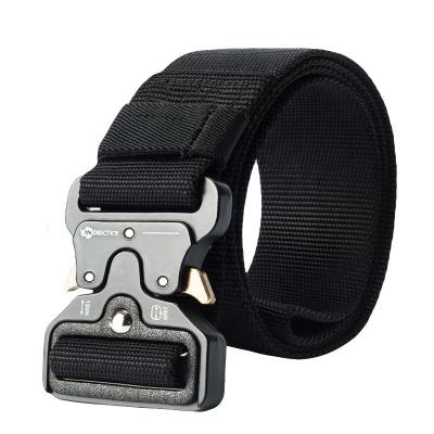 China Male Tactical Belt Military Metal Buckle Adjustable Heavy Duty Training Belt Quick Release Nylon Webbing Retainer Waist Belt for sale