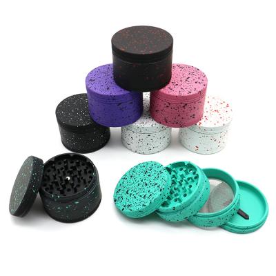 China Wholesale 63MM Grinding Tobacco Rubber Tobacco Herb Weed Grinder 4 Layer Paint Spray Point Aluminum Alloy for sale