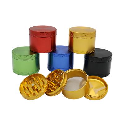 China Wholesale Custom 63MM Grinding Tobacco Flat Line 4 Layer Aluminum Alloy Twill Tobacco Herb Weed Grinder for sale