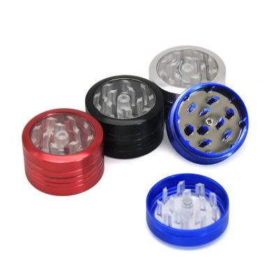 China Grinding Tobacco 40MM Wholesale Transparent Tobacco Herb Weed Grinder 2 Layers Lid Aluminum Alloy for sale