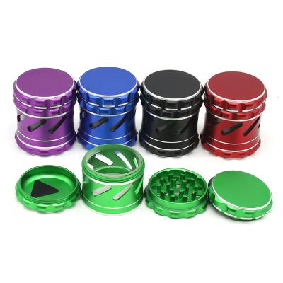 China Wholesale 4 Layers 63MM Grinding Tobacco Hollowed Aluminum Alloy Tobacco Herb Weed Grinder for sale