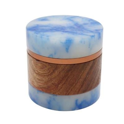 China Wholesale ZJ Grinding Tobacco 61MM 4 Layers Aluminum Alloy Wooden Jade Celadon Tobacco Herb Weed Grinder for sale