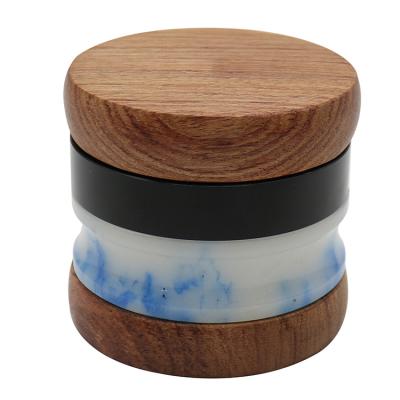 China ZJ Tobacco Grinding Custom 67MM 4 Layers Aluminum Alloy Wooden Jade Slim Waist Tobacco Herb Weed Grinder for sale