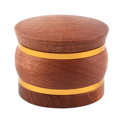 China ZJ Tobacco Grinding Gift Box 78MM 4 Layers Teeth Zinc Alloy Wooden Tobacco Herb Weed Grinder Sapele for sale