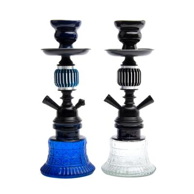 China ZJ Hookah Shisha Smoking Stain Goods Wholesale Double Tube Glass Arabic Hookah Set for sale