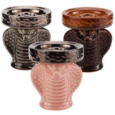 China Wholesale Creative Hookah Shisha Smoking Cobra Snake Shape Ceramic Smoke Bowl Shisha Hookah Accessories for sale