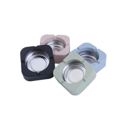 China Wholesale Plastic+Tinplate Interior Ministry Square Gift Tinplate Ashtray for sale