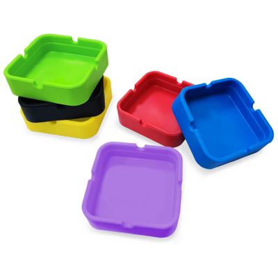 China Wholesale Custom Silicone ZJ Cheap Square Silicone Ashtray 80MM for sale