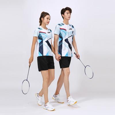 China Men Antibacterial Breathable Cool T-shirt Customized LOGO Quick Dry Badminton Wear Shirt Uniform Tank Top for sale