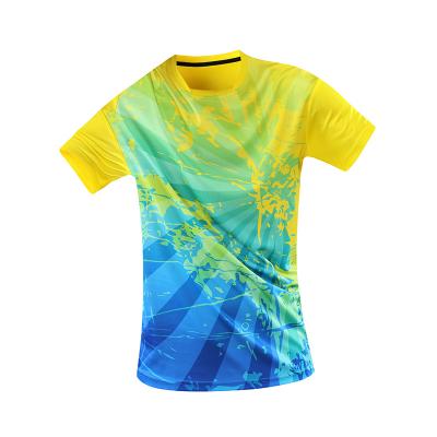 China Men's Antibacterial T-shirt Customized LOGO Quick Dry Badminton Wear Shirt Uniform Tank Top for sale