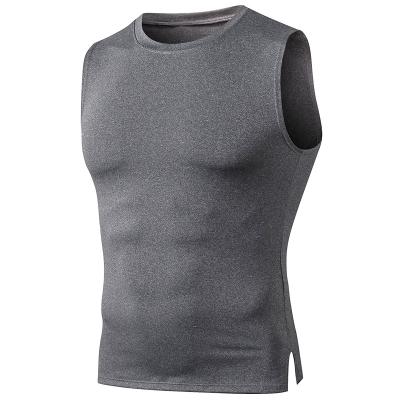 China QUICK DRY Round Neck And Shoulder Stretch High Stretch Mens Fitness Vest Sports Round Top for sale