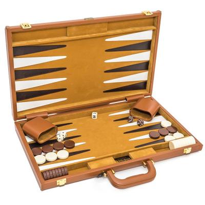 China Luxurious Handmade Leather Game Box Genuine Leather Backgammon for sale