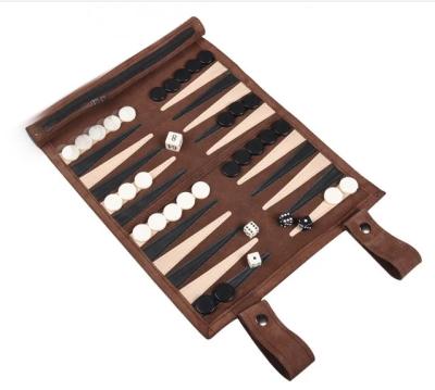 China FAMA Leather Factory Customizing Travel Backgammon For Rolling Soft Leather Backgammon for sale