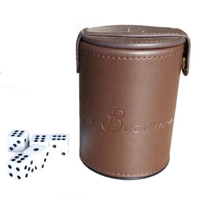 China With Leather Lid Double Layer A Dice Cup With Lid With 5 Cutouts For Games for sale