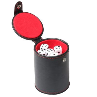 China Dice Cup Faux Leather Dice Cup With Storage Compartment Felt Shaker For Dice Games Scratched for sale