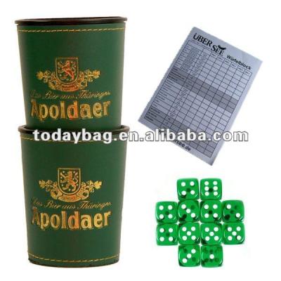 China Yahtzee Eco-Friendly Dice Cup Set With Score Sheet And Die Cuts for sale