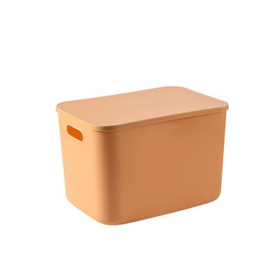 China New Morandi color plastic storage box viable household multi-specification large capacity with lid stackable clothes storage box for sale