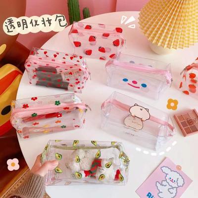 China NATIONAL Hot Selling Makeup Bag PVC Cosmetic Bag Pure Color Customized Lady Cute Accept Material Style Zipper Type for sale