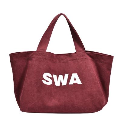 China Other 2021ECO Large Capacity Fashion Tote Bag Red Wine Casual Portable Canvas Bag for sale