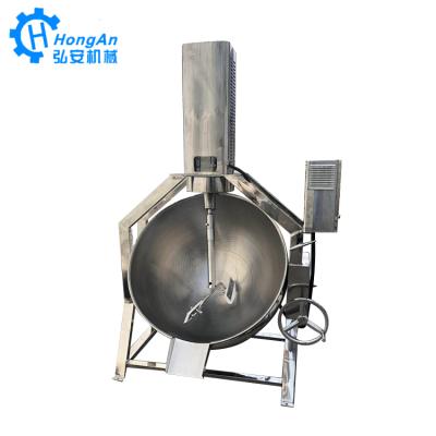 China Vegetable Processing Plant Tilting Electric and Steam Heating Jacketed Kettle with Agitator Kettle Mixer for sale