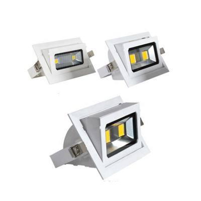 China Embeded Buffet Supermarket Rotating Commercial Square Recessed Ceiling Trunk Spotlight 20W 30W 40W COB Led Spotlight for sale