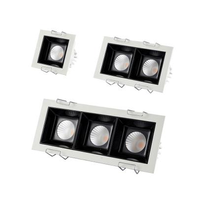 China High End White Housing Downlights High Power Double / Three Heads Retrofit 10w 20W Anti Glare Cob 30W Recessed Led Downlight Square Fixture for sale