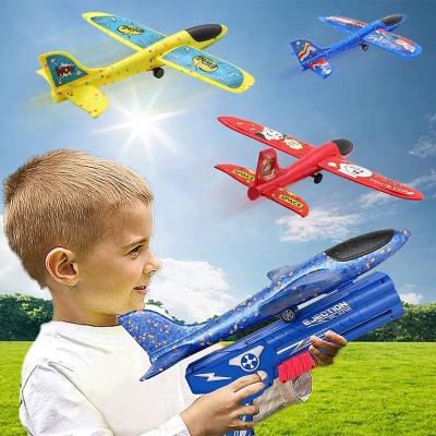 China Outdoor Flying Toys For Boys Children 3 Pack Flying Airplane Toy With Launcher Foam Airplane Launch Activities Outside Outdoor Flying For Kids for sale