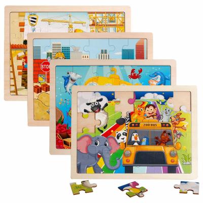 China 24 Pcs Colorful/Safe/Environmental Puzzles For Preschool Educational Bus Marine World Construction Sites Zoo Brain Teaser Boards Toys Children Animal for sale