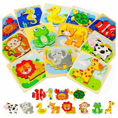 China Cartoon Toy High Quality Wooden Children's Jigsaw Jigsaw Transport Jigsaw Puzzle Animal Children Educational Toys for sale