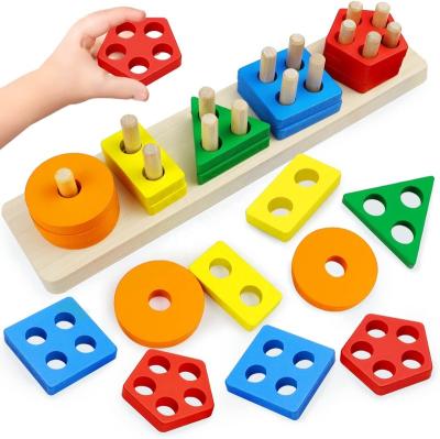 China Colorful/Safe/Environmental Montessori Toys for Toddler Boys 1-3 Year Old Girls Wooden Sorting Stacking Toys for Toddlers and Kids Preschool for sale