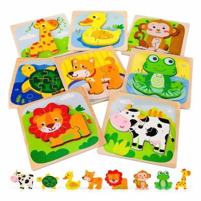 China Cartoon Toy Wooden Puzzles Montessori Education Toys Shape Match Toys Developmental Educational Games Toy OEM Custom Logo For Kids Cartoon for sale