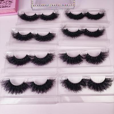 China Cruelty Free Dramatic Custom Natural 5d 25mm Mink 100% Fluffy Tapered Eyelashes for sale