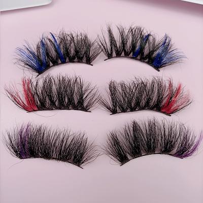 China 25-30 Times Private Label 3D Color Mink Lashes With Color 5d 25mm Colored Eye Lashes Holiday Party Real Eye Lashes for sale