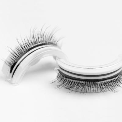 China New Style Natural Long Self Adhesive Self Adhesive False Eyelash Silk Lashes With Round Acrylic Case for sale