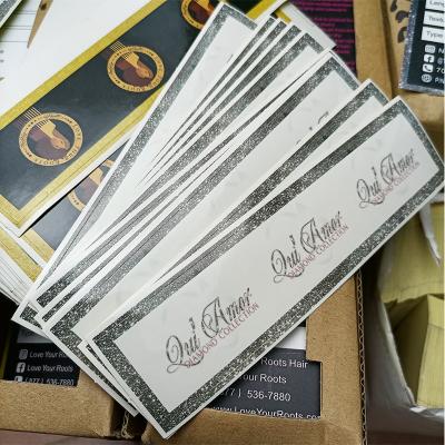 China Waterproof Free Design Customize Logo Hair Bundle Wraps Paper Labels Unique Hair Bundle Wraps and Hangtags for sale