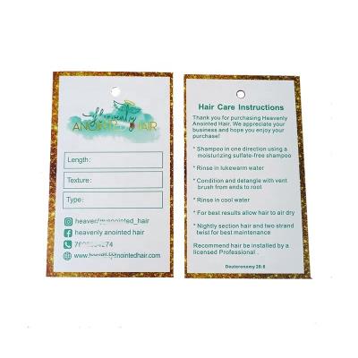 China Viable custom private label hair wig waterproof hair tags and hair wrap stickers and thank you bundle card wholesales for sale