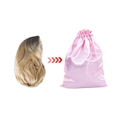 China Custom Hair Bundle Satin Hair Bag With Logo Jewelry Cosmetics Gift Bag Hair Packaging Wig Storage Silk Bag for sale