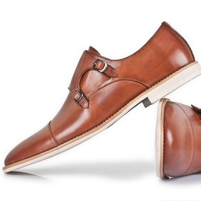 China Breathable EXALT RTS Men's Casual Shoes Scare Leather Monk Strap Loafers Double Dress Shoes for sale