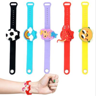 China Hot Selling Portable Cartoon Style Amazon Hand Sanitizer Silicone Watch Strap Wristband Hand Dispenser Pumps for sale