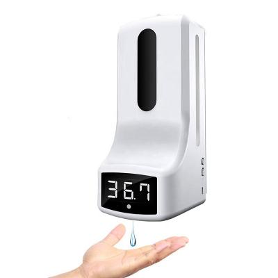 China Body Temperature Detector+ Disinfection Floor Standing Alcohol Touch White Card Sanitizer K9 Thermometer Automatic Soap Dispenser for sale