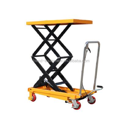 China Print Shops 700kg Hydraulic Double Manual Scissors Move Movable Platform Lift Table for sale