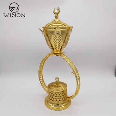 China Home Wedding Party Indian Fancy Customization Incense Holder Incense Burner MABKHARA EDTION Decoration Gold Plated Serve for sale