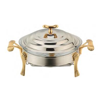 China Eco - Friendly Gold And Silver Luxury Crown Europe And USA Restaurant Equipment Round Food Warmer Stainless Steel Chafing Dishes For Catering for sale